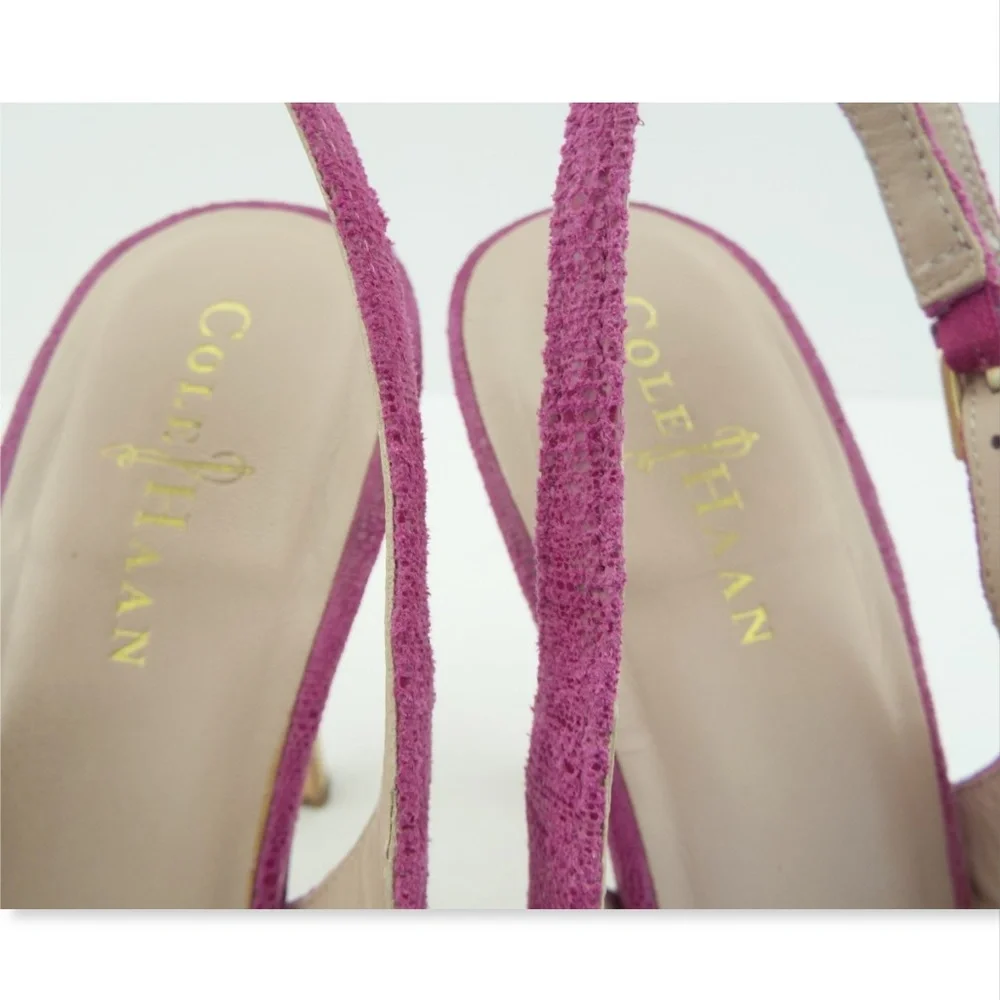 COLE HAAN Nike Air Pink Suede Leather Slingback Platform Heel Sandal Pumps 10